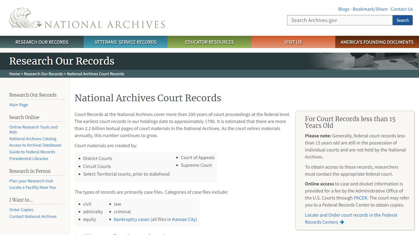 National Archives Court Records